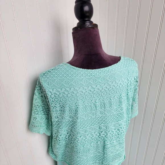 Elegant Mint Crochet Overlay Dress - Picture 9 of 14